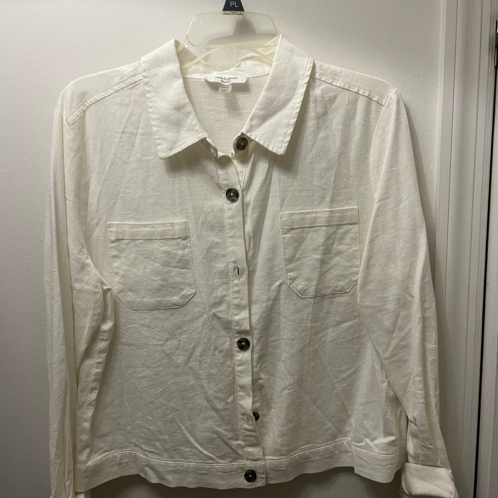 Cable & Gauge Cream Button-Up Blouse